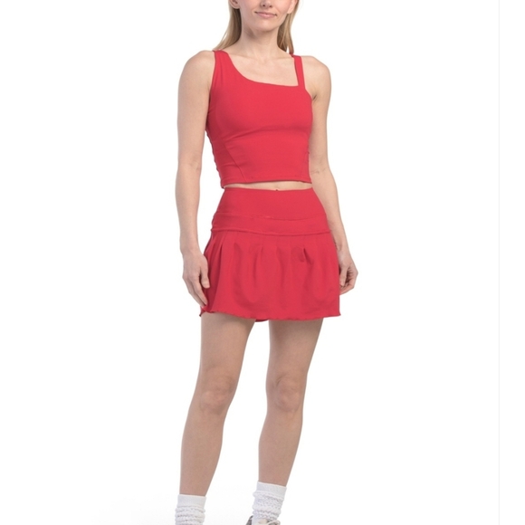 90 Degree By Reflex Pants - 90 Degree By Reflex Red Track Skort.is Set,2 Pc